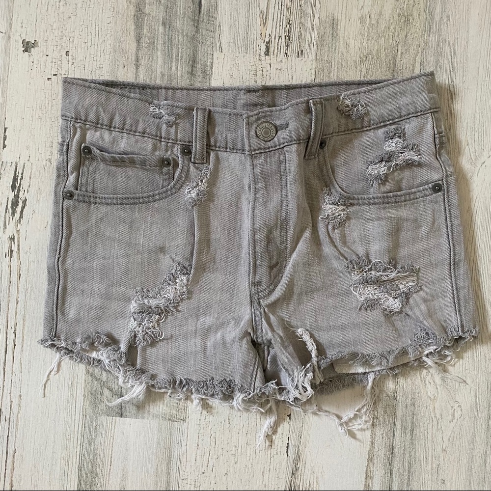 Levi's Shorts Women W29 Gray High Rise Distressed Cutoff Denim Repurposed 510